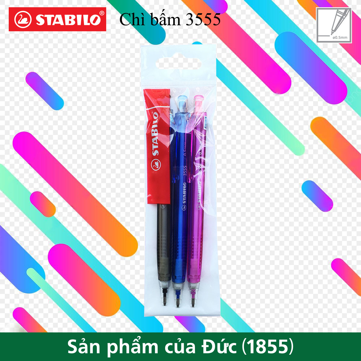 Bộ 3 Bút chì bấm STABILO 3555 0.5mm (MP3555-C3)