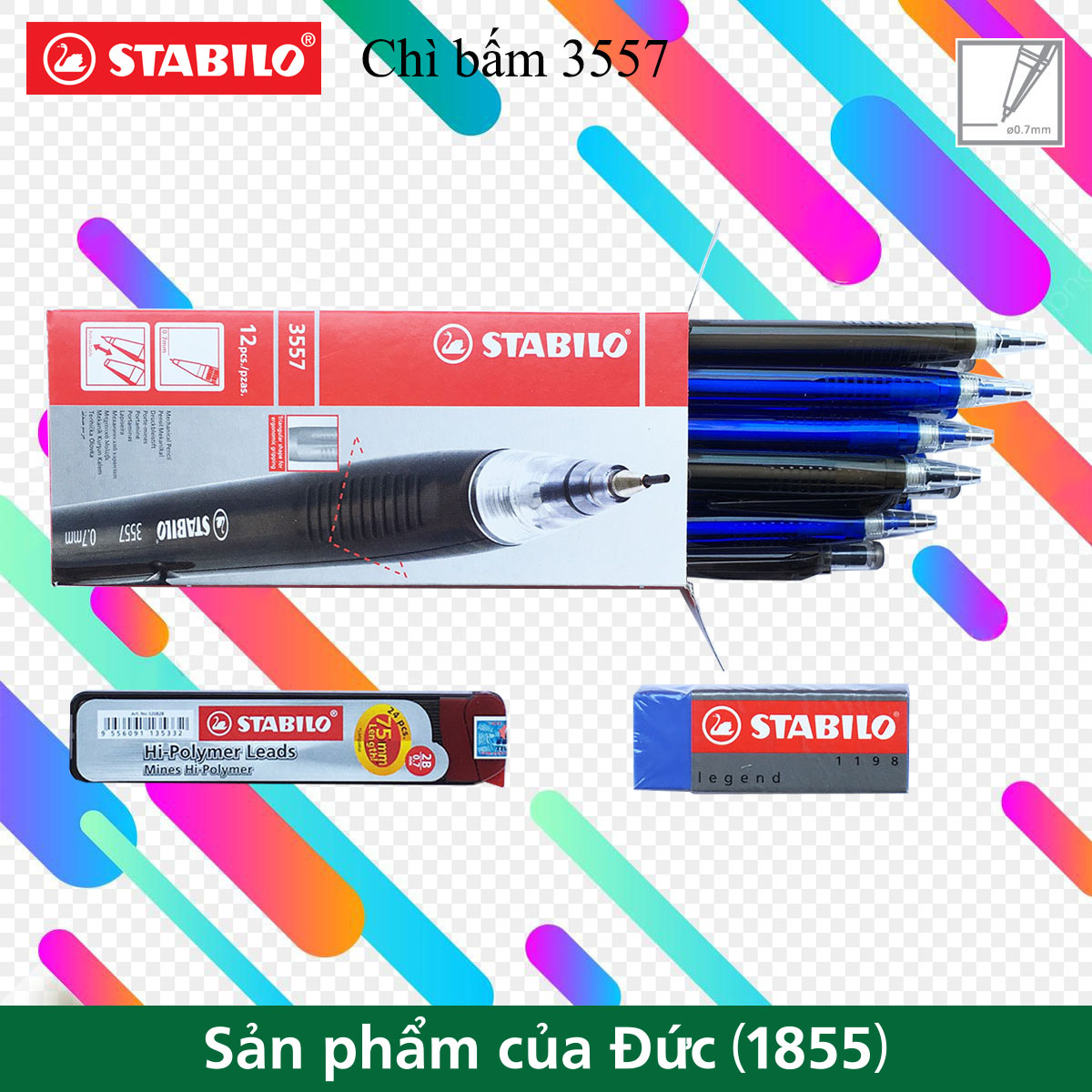 Hộp 12 cây bút chì bấm STABILO 3555 nét 0.5mm