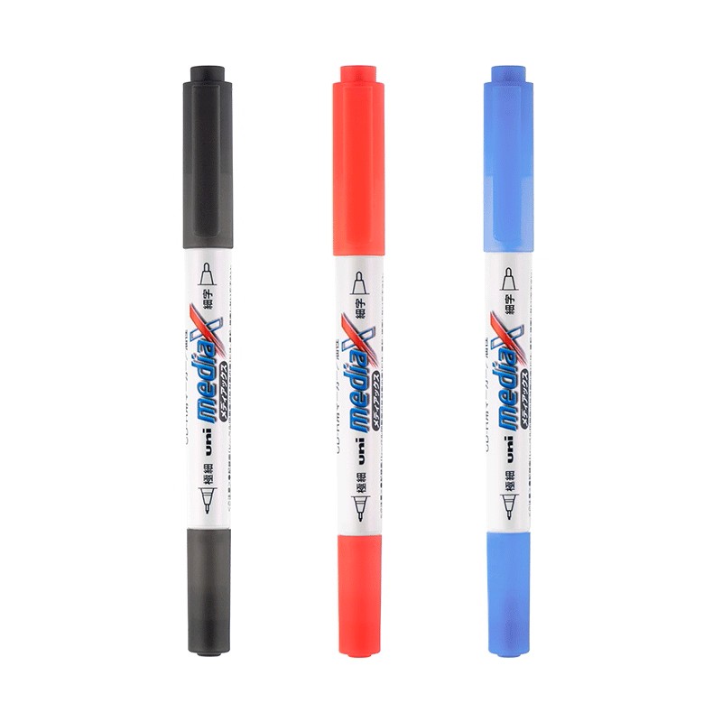 Bộ 3 cây bút lông 2 đầu 0.4mm và 0.9mm UNI MEDIA MARKER PEN (PD153T)