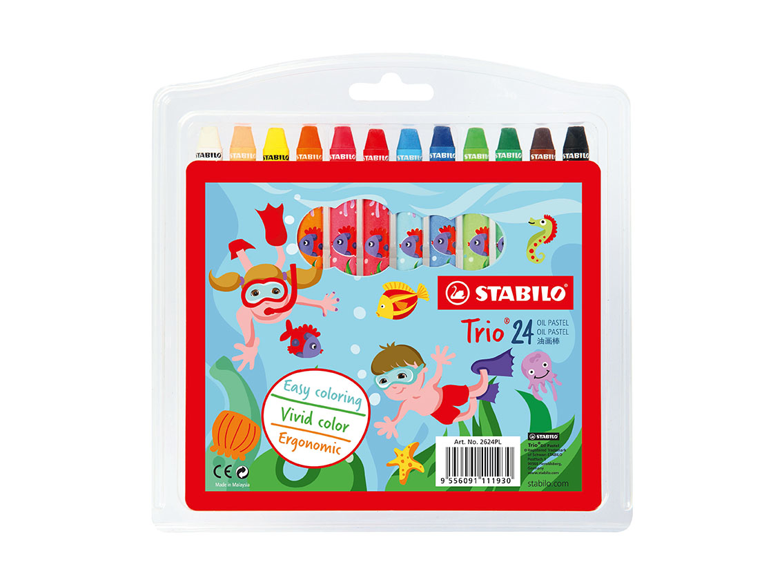Vỉ bút sáp dầu STABILO Triangular Oil Pastel OP2624 (loại 24 màu)