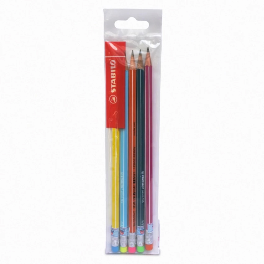 Bộ 6 cây bút chì gỗ STABILO pencil 160 (có gôm) (xanh) + gôm Conqueror 193 + chuốt ExamGrade 4538 (PC2160U-C6S+)