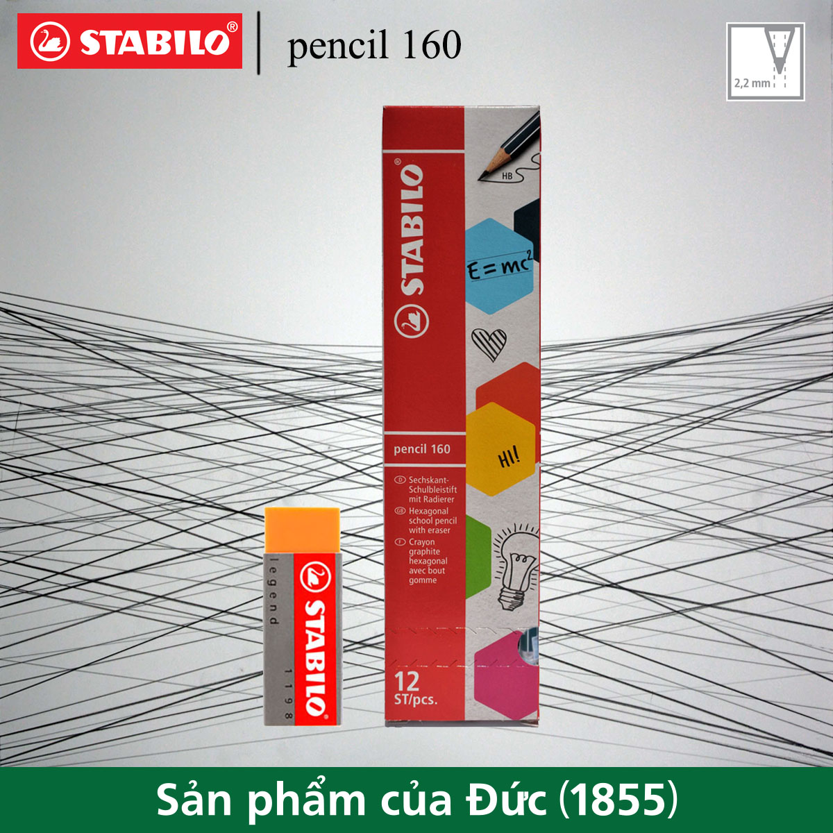 Combo bút chì gỗ STABILO pencil 2160 hộp 12 cây