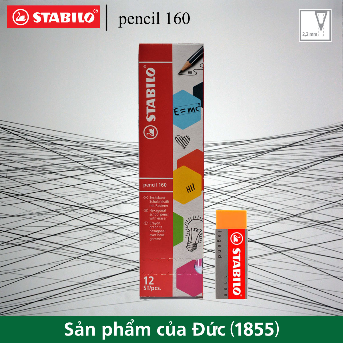 Combo bút chì gỗ STABILO pencil 2160 hộp 12 cây