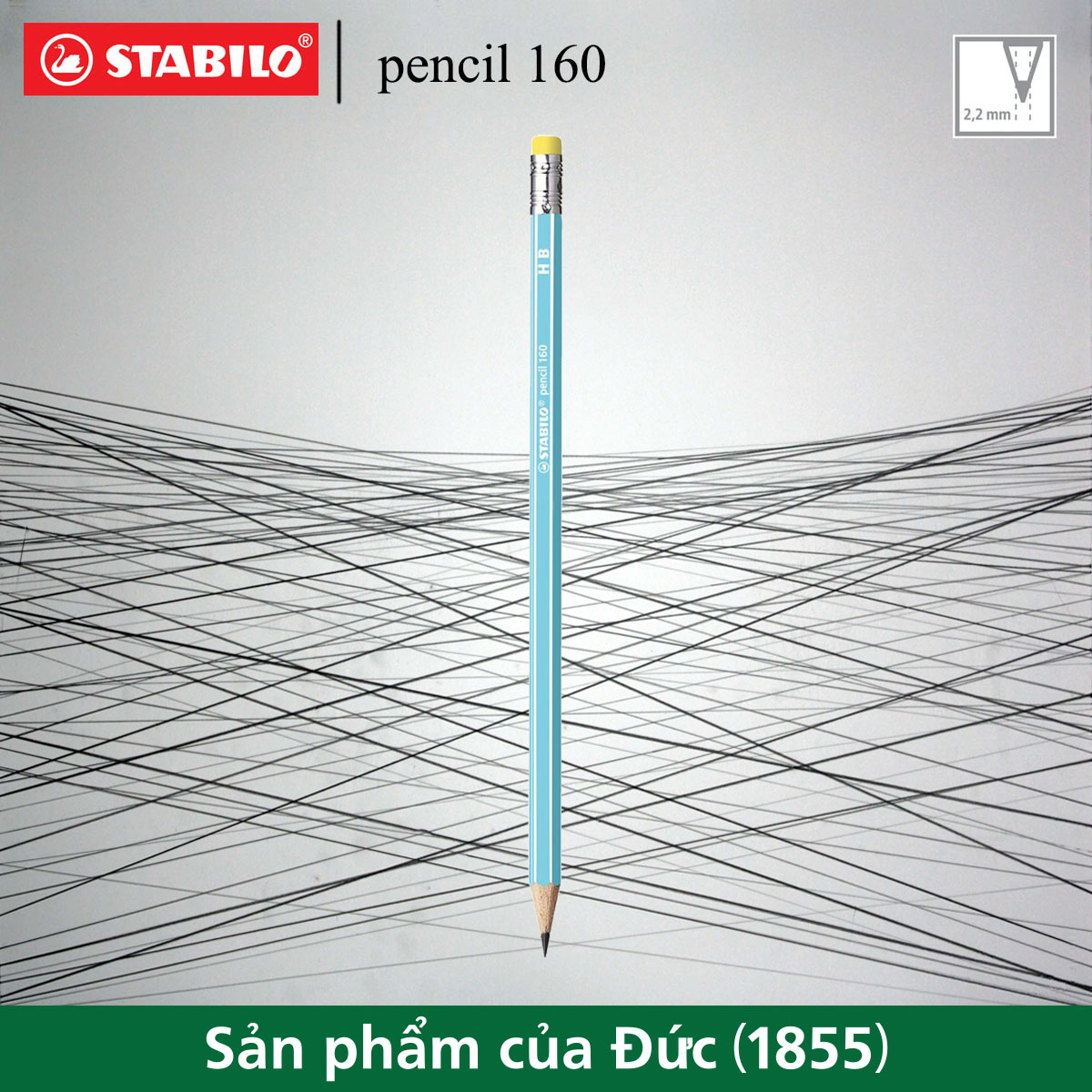 Bút chì gỗ STABILO Pencil 2160 HB (có gôm)