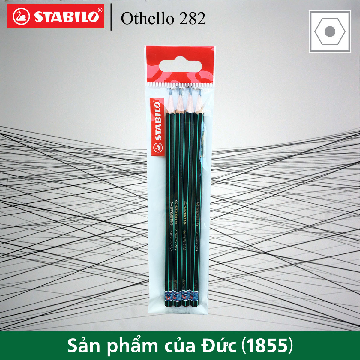 Bộ 4 cây bút chì gỗ phác thảo STABILO Othello HB (PC282-HB-C4)