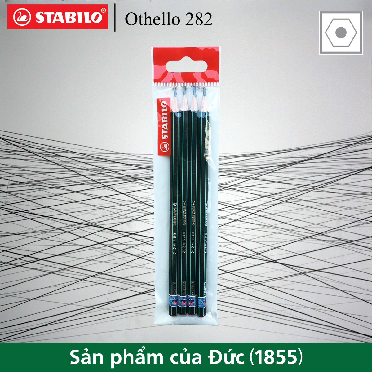 Bộ 4 cây bút chì gỗ phác thảo STABILO Othello HB (PC282-HB-C4)