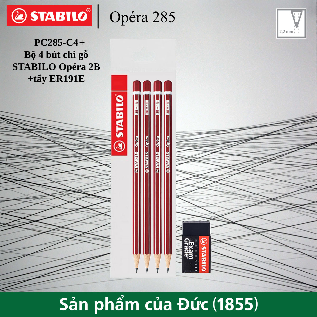 Bộ 4 cây bút chì gỗ STABILO Opéra 2B