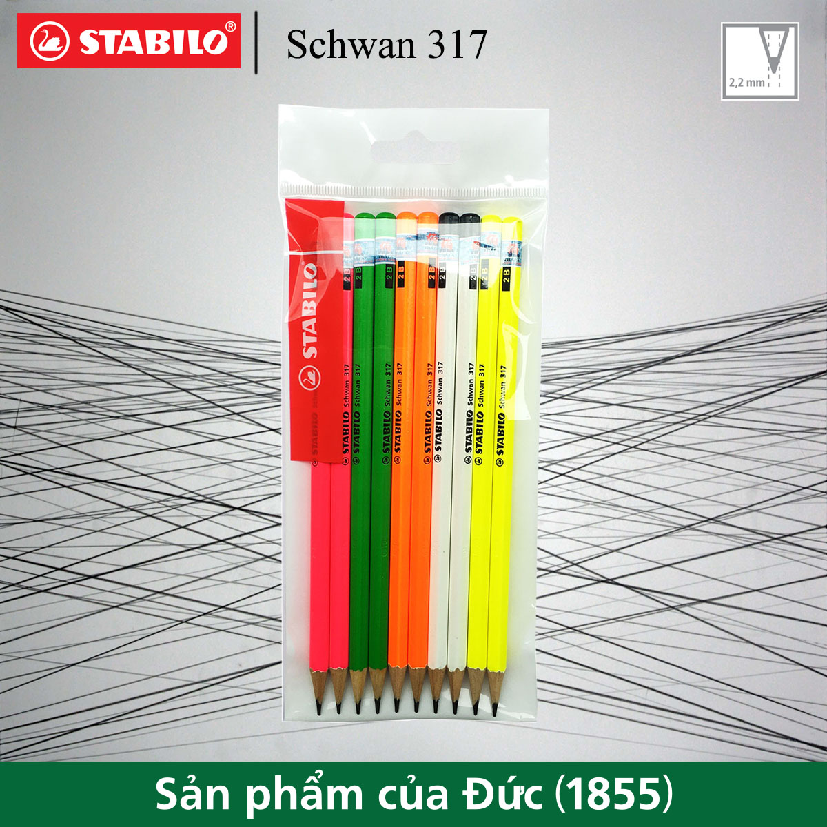 Bộ 10 bút chì gỗ STABILO Schwan 317 2B