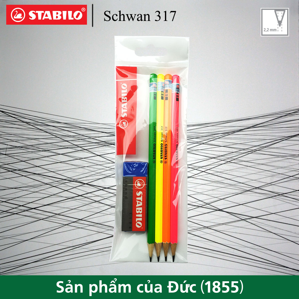bộ 4 bút chì gỗ STABILO Schwan 317 2B