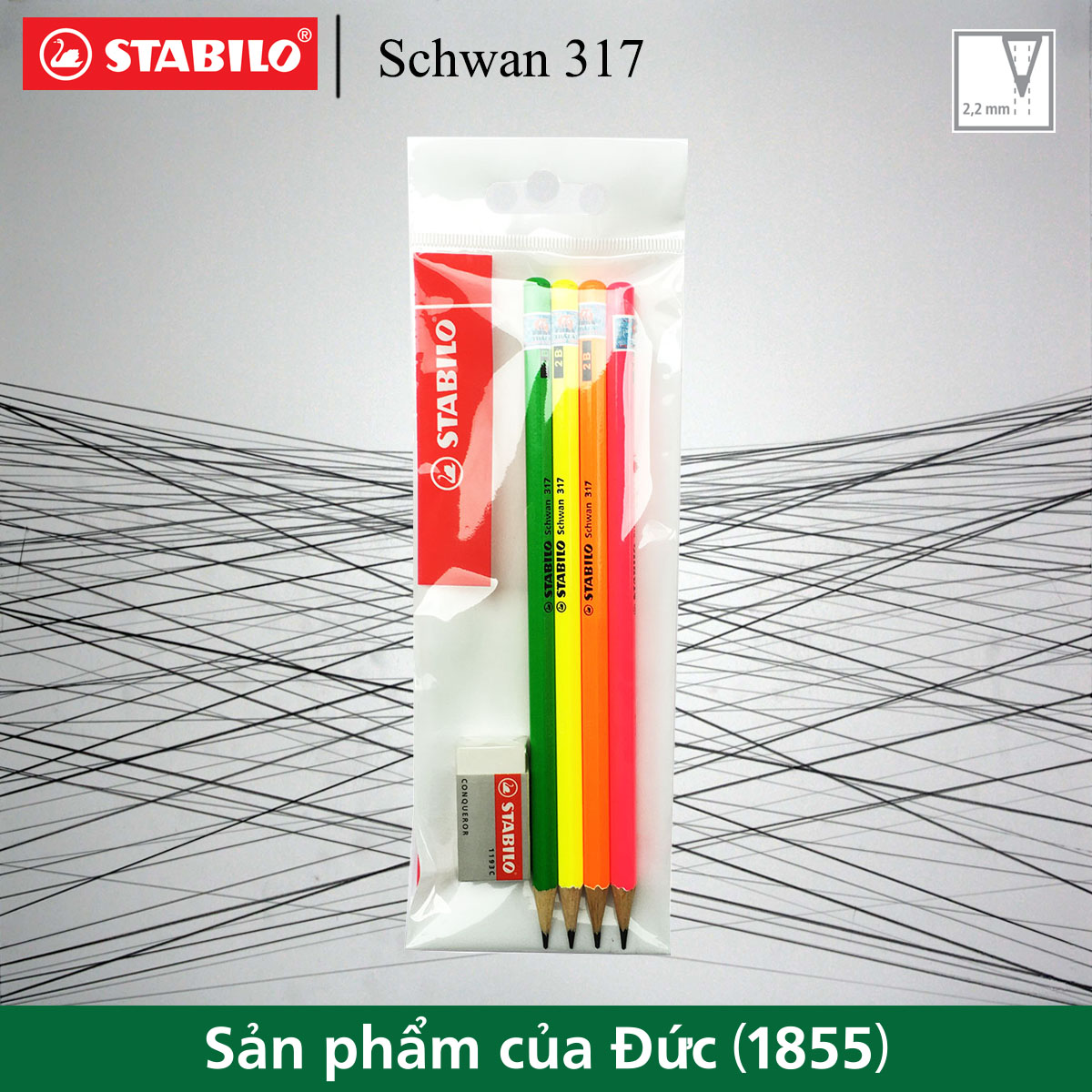 bộ 4 bút chì gỗ STABILO Schwan 317 2B