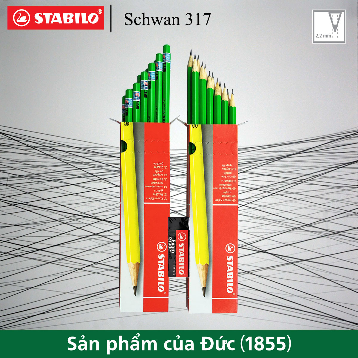 Combo 2 hộp bút chì gỗ STABILO Schwan 317 2B