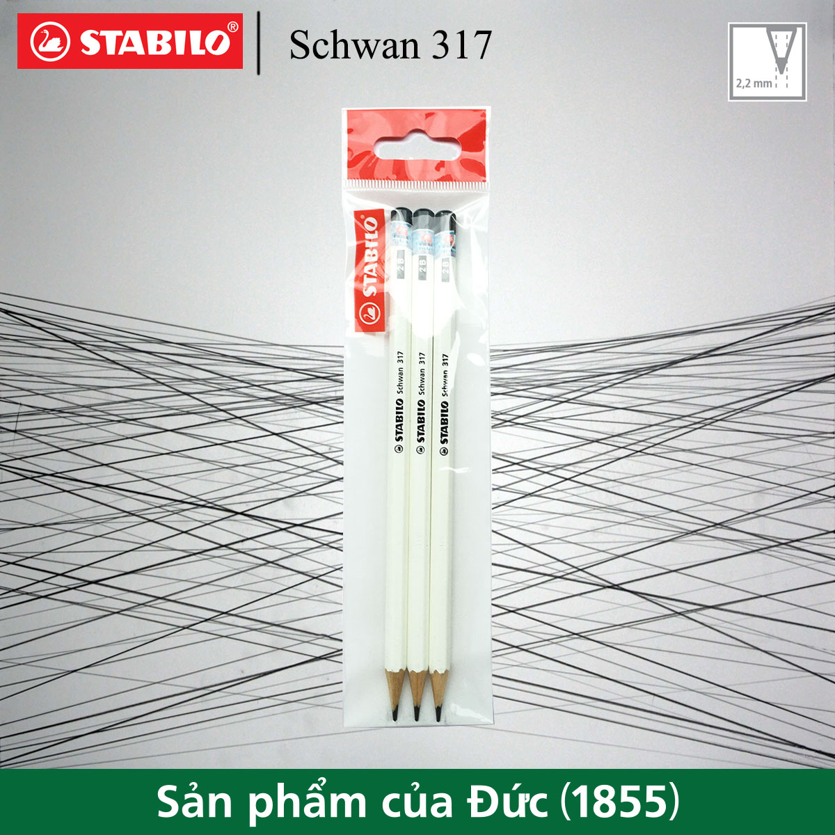 Bộ 3 bút chì gỗ STABILO Schwan 317 2B