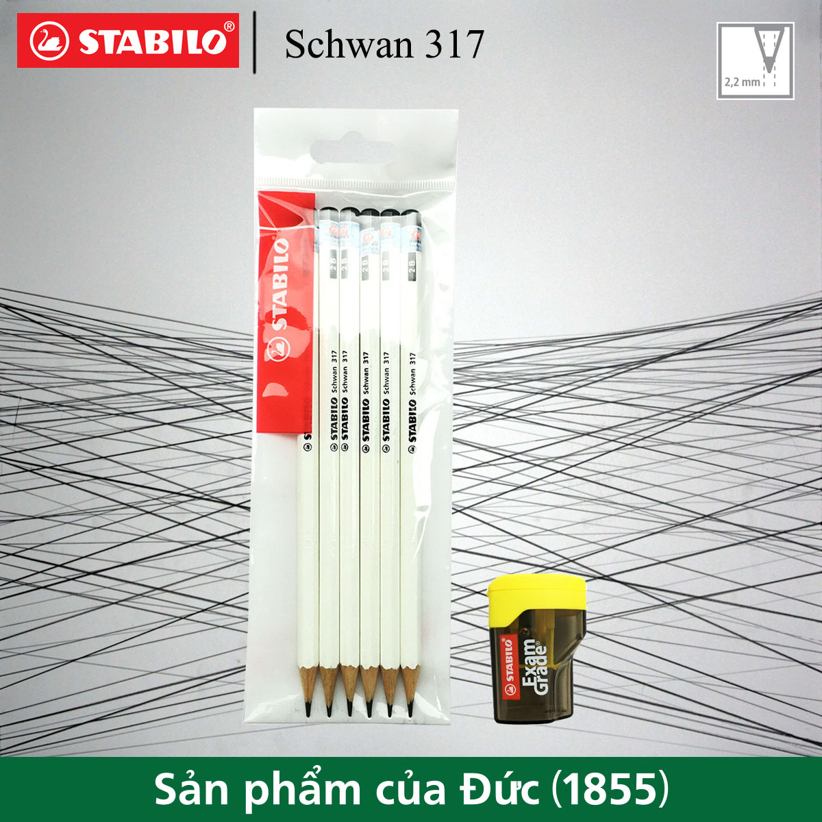 Bộ 6 cây bút chì gỗ STABILO Schwan 317 2B