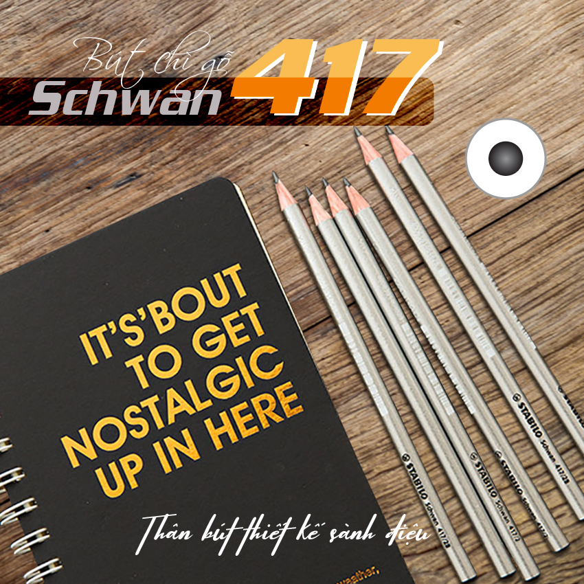 Bộ 4 bút chì gỗ STABILO Schwan 417 màu bạc + tẩy ER191E (PC417S-C4+)