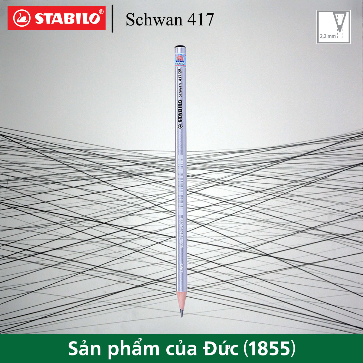 Bút chì gỗ STABILO Schwan 417 2B (thân màu bạc)