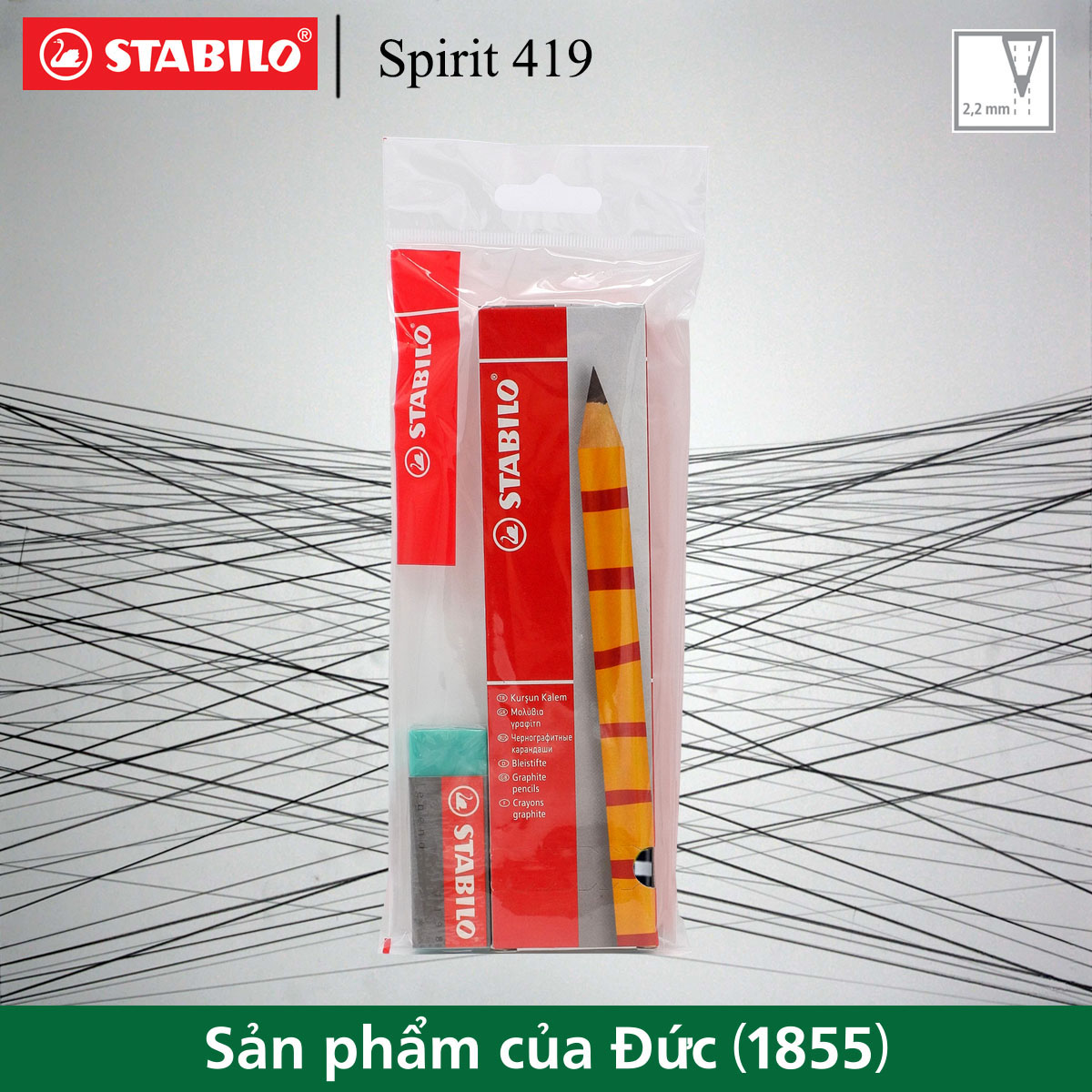 Hộp 12 bút chì gỗ STABILO Spirit 419 2B