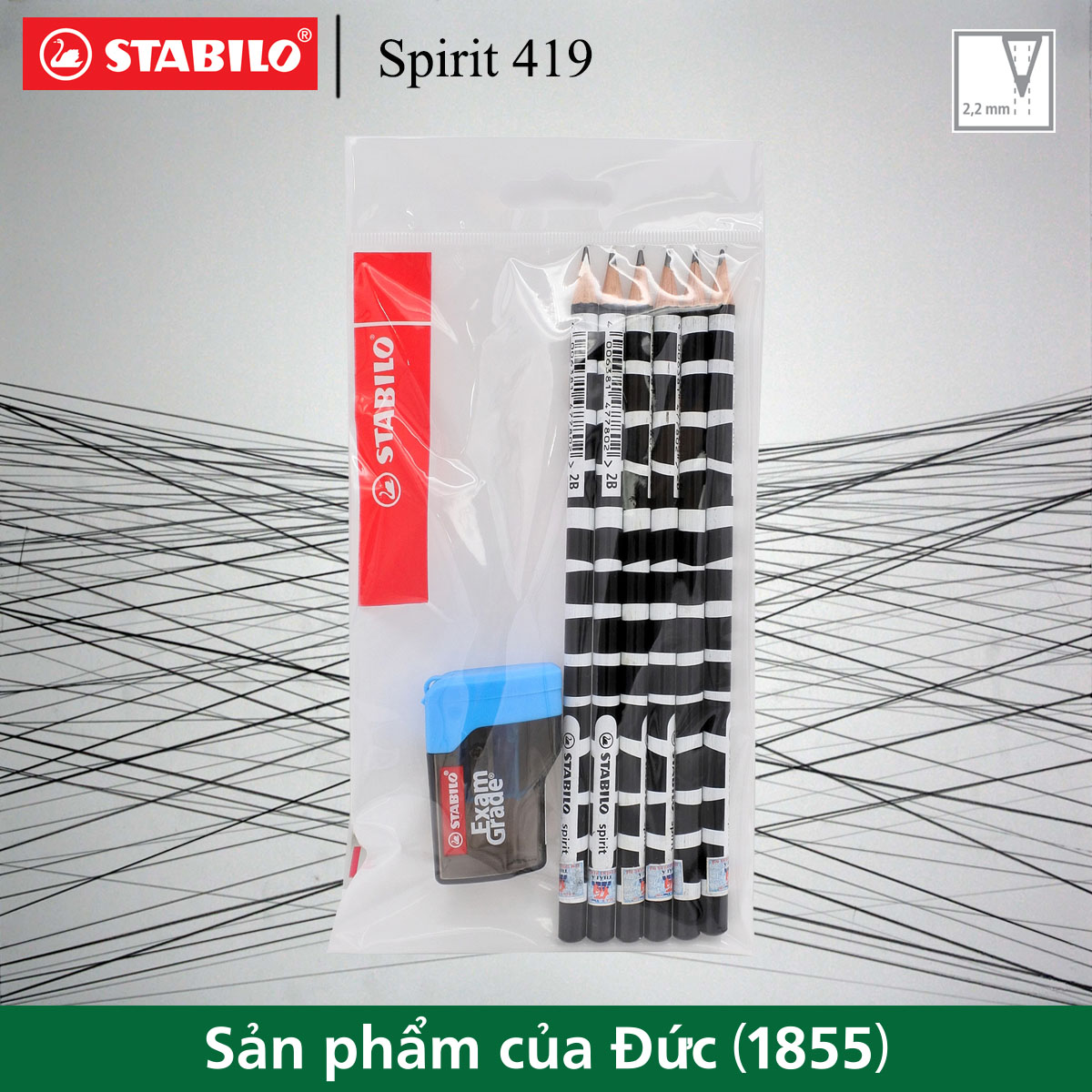 Bộ 6 bút chì gỗ STABILO Spirit 419 2B