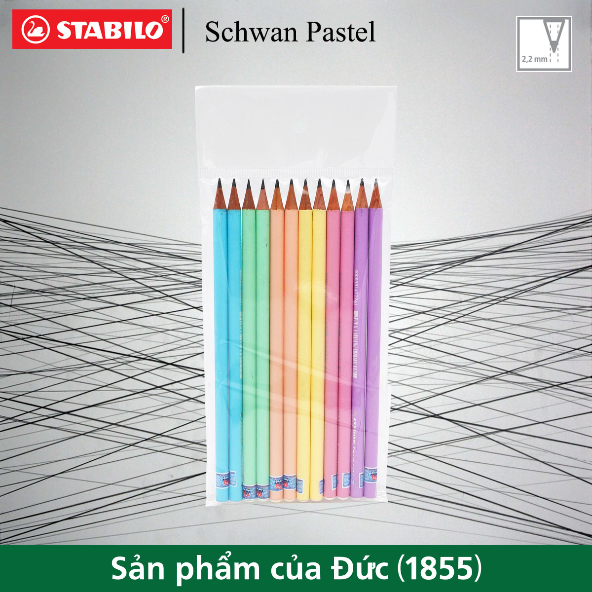 Bộ 12 bút chì gỗ STABILO Schwan Pastel 421 2B