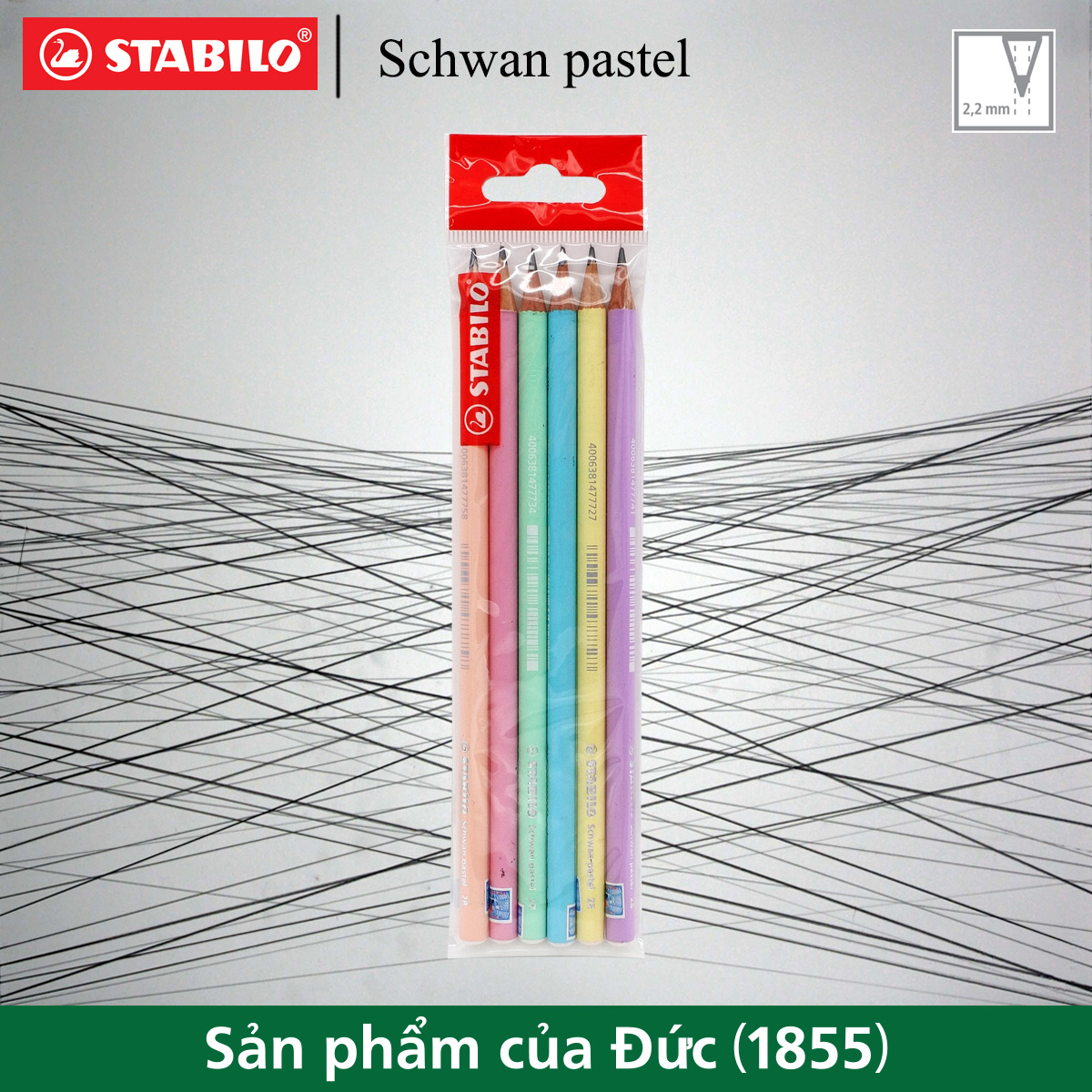 Bộ 6 bút chì gỗ STABILO Schwan Pastel 421 2B