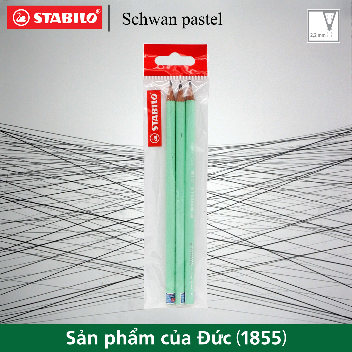 Bộ 3 bút chì gỗ STABILO Schwan Pastel 421 2B