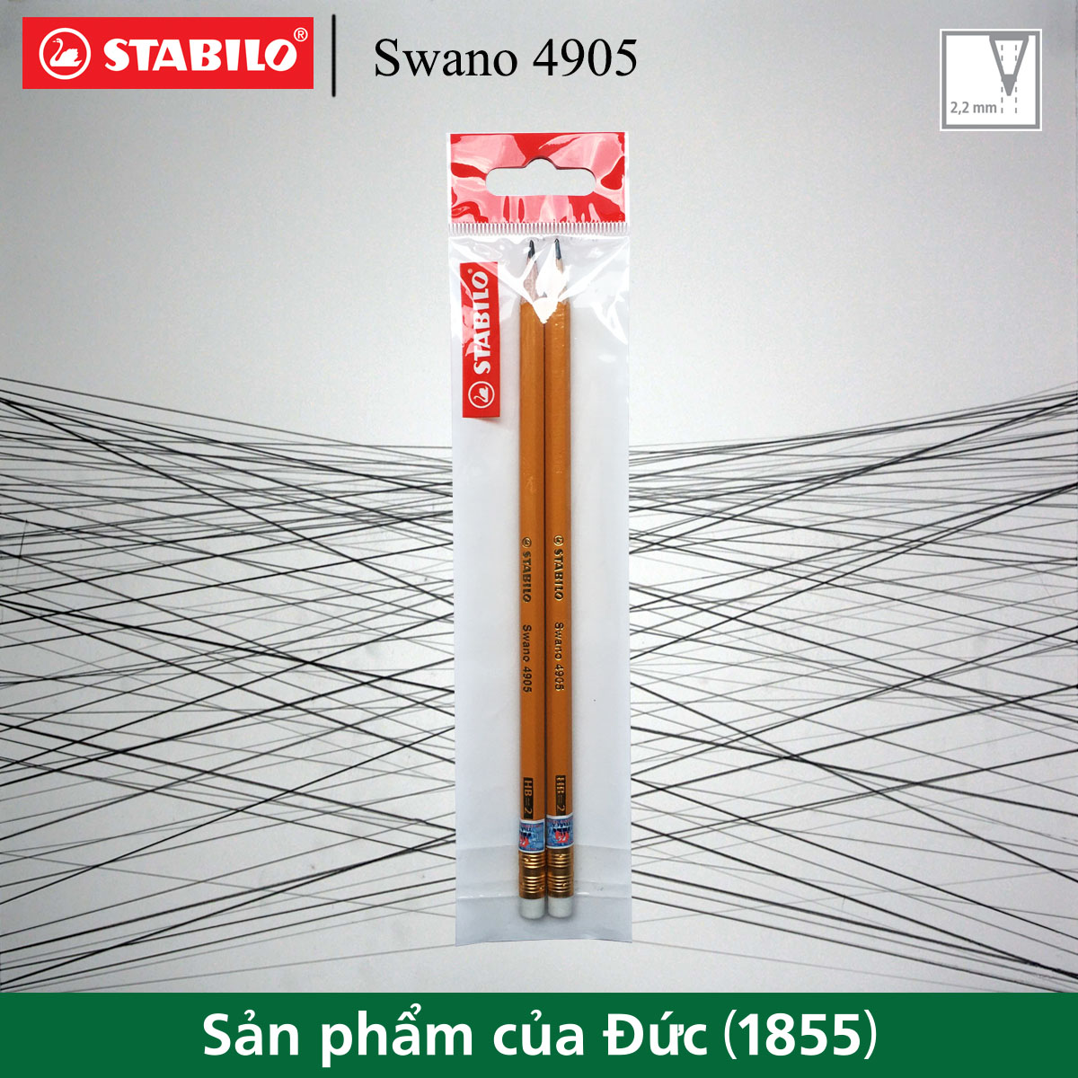 Bộ 2 Bút chì gỗ STABILO Swano 4905 HB