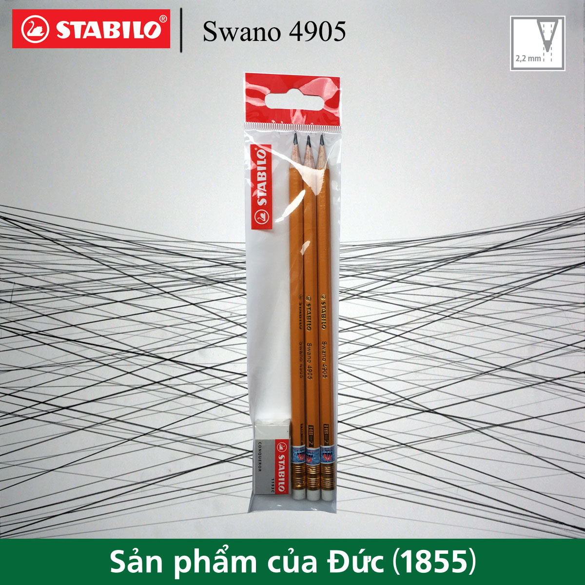 Bộ 3 Bút chì gỗ STABILO Swano 4905 HB