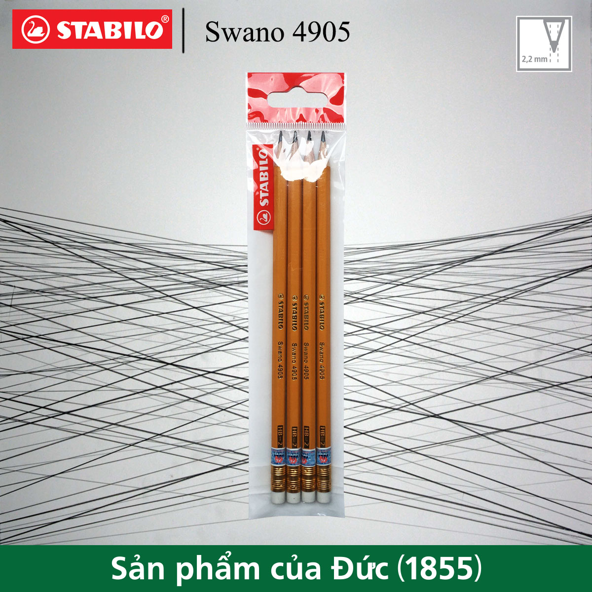 Bộ 4 bút chì gỗ STABILO Swano 4905 HB
