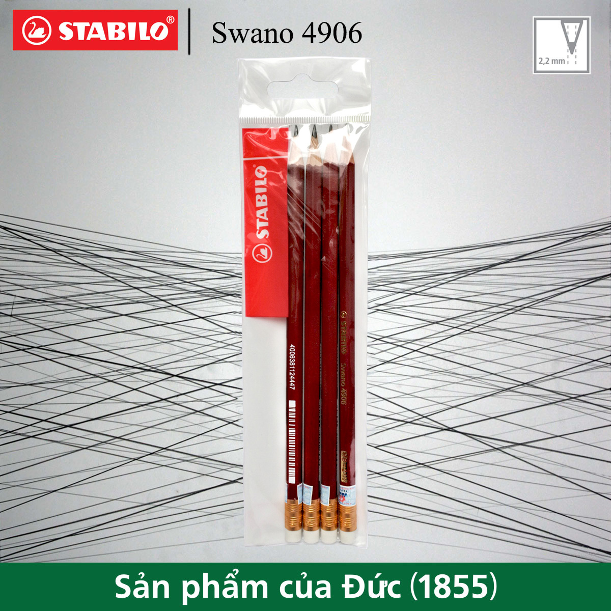 Bộ 4 bút chì gỗ STABILO Swano 4906 HB