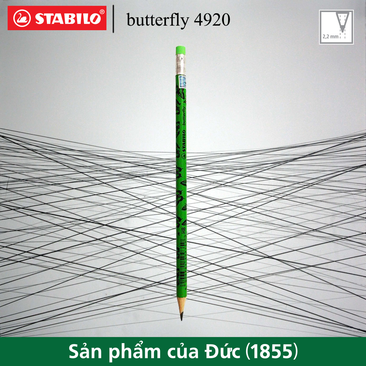 Bút chì gỗ STABILO butterfly 4920/2B (màu hồng,có gôm)