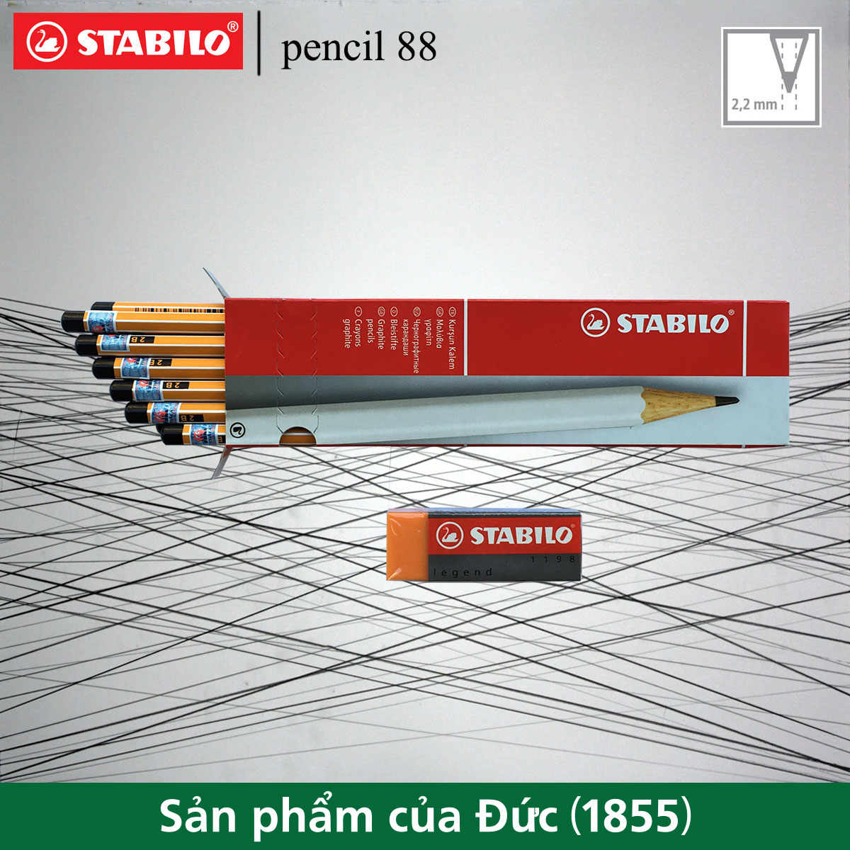 Combo hộp 12 cây bút chì gỗ STABILO Pencil 2B (PC88/12)