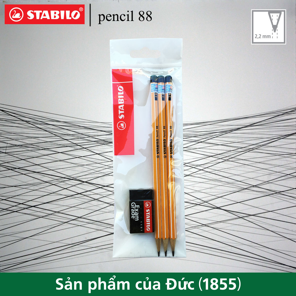 Combo bộ bút chì gỗ STABILO Pencil 2B PC88