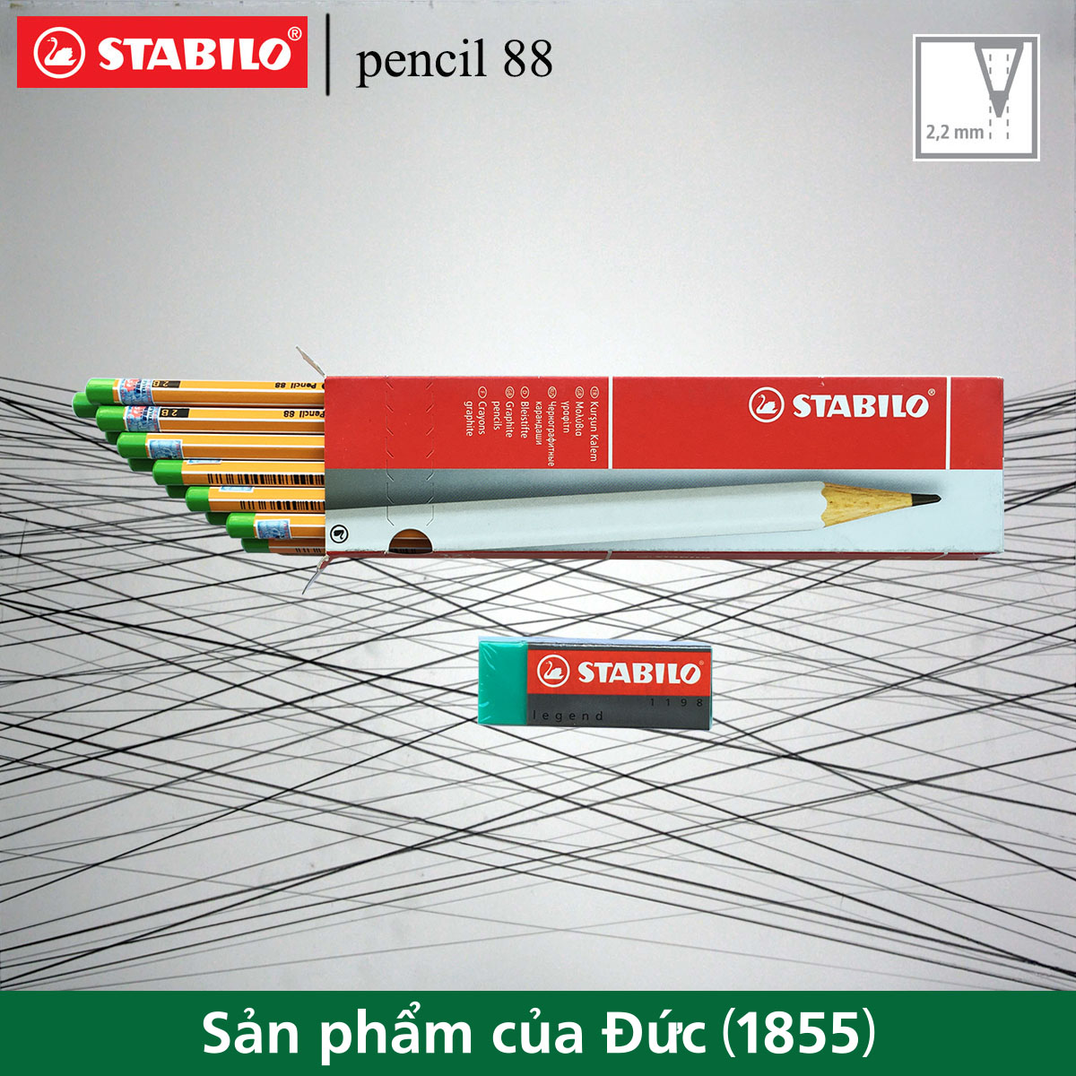 Combo hộp 12 cây bút chì gỗ STABILO Pencil 2B (PC88/12)
