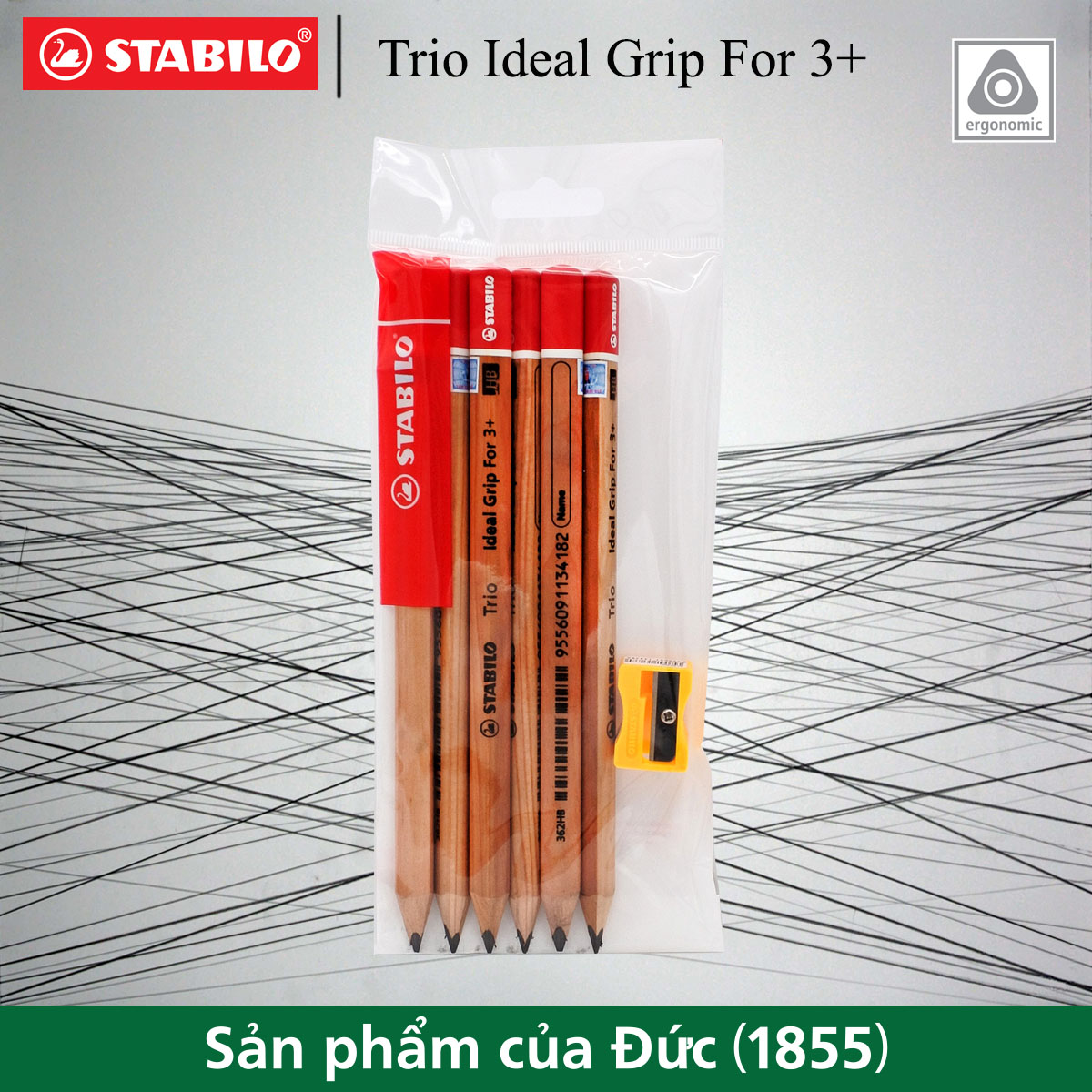 Combo bút chì gỗ phác thảo STABILO Trio 362/398