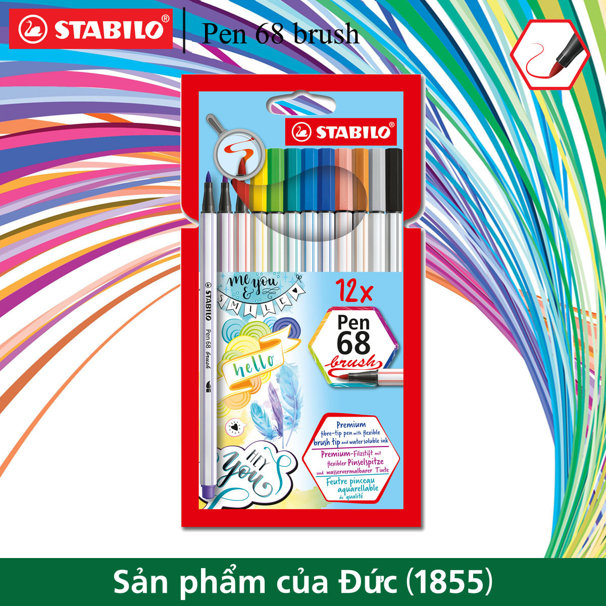 Bộ 12 bút lông màu STABILO Pen 68 brush