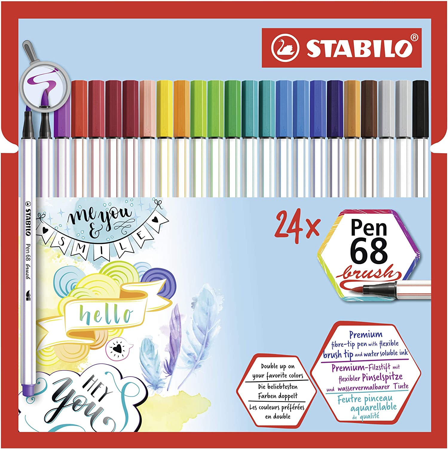 Bộ bút lông màu STABILO Pen 68 brush (24 màu/vỉ giấy)
