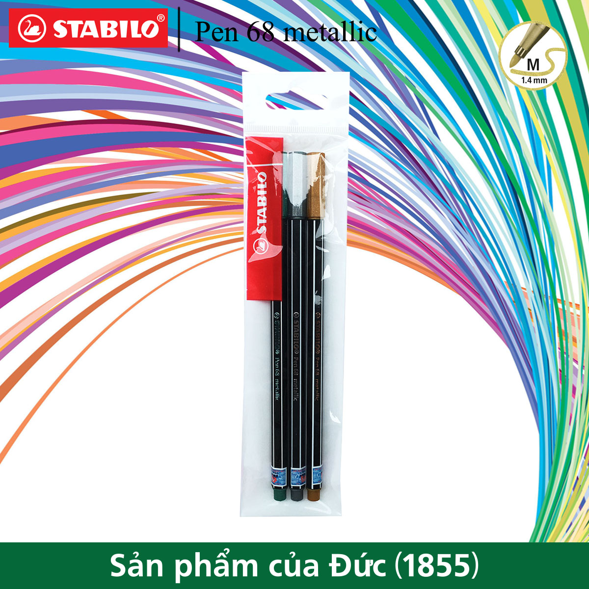 Bộ 3 Bút lông nhũ STABILO Pen 68 metallic (PNM68-C3A)