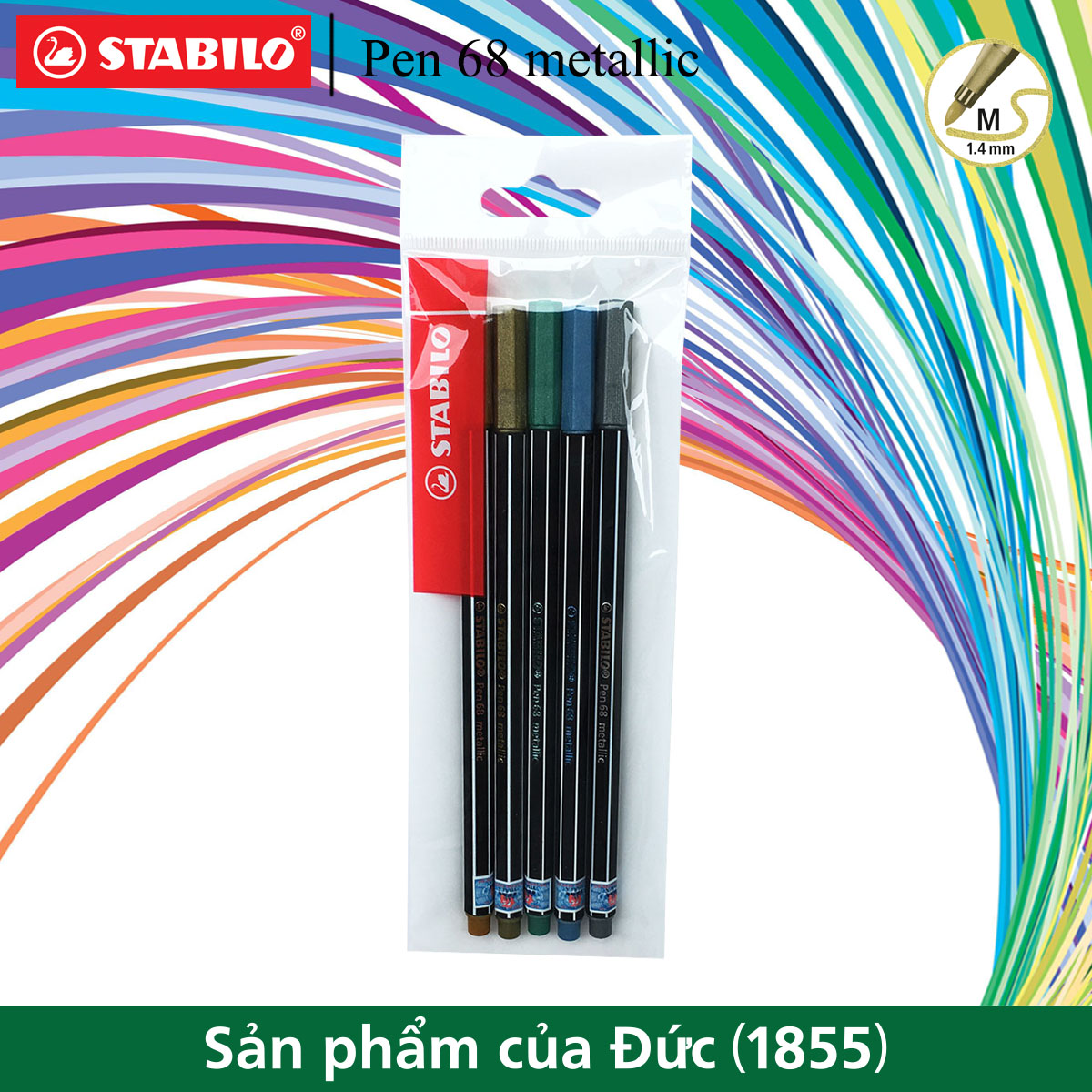 Bộ 5 bút lông nhũ STABILO Pen 68 metallic