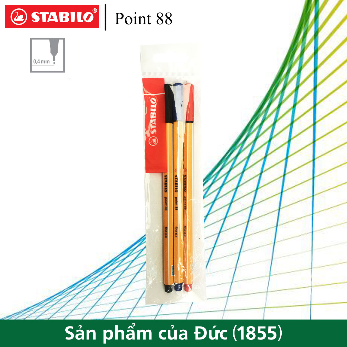 Bộ 3 bút kim STABILO Point 88 0.4mm