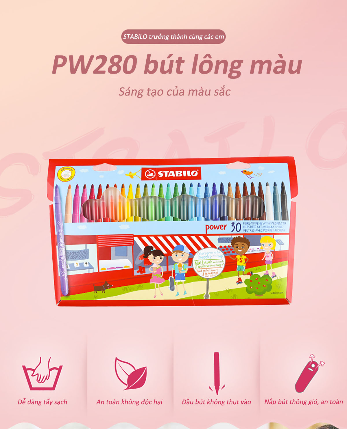 Bút lông đầu to STABILO Power PW280