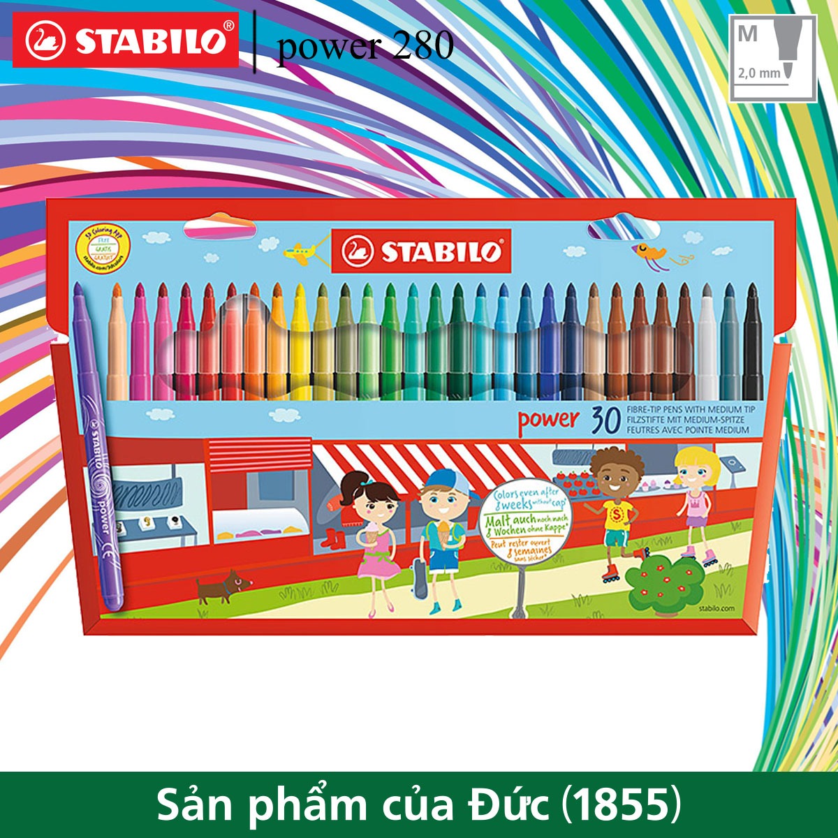 Bút lông đầu to STABILO Power PW280-30 (hộp 30 màu)