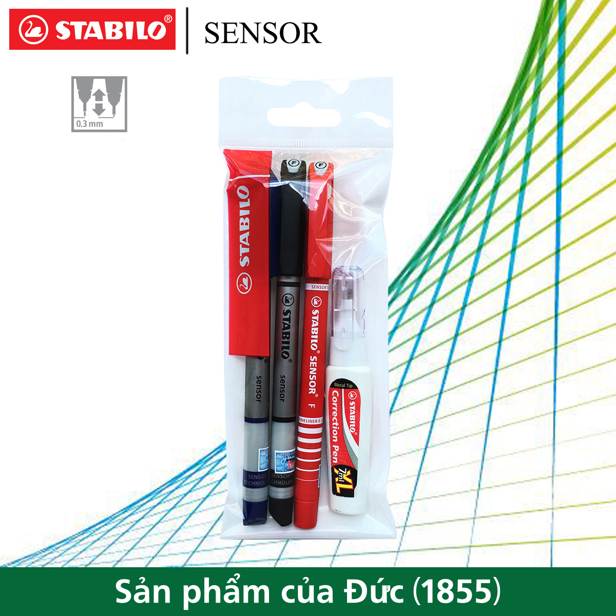 Bộ 3 Bút kim STABILO SENSOR F 0.3mm