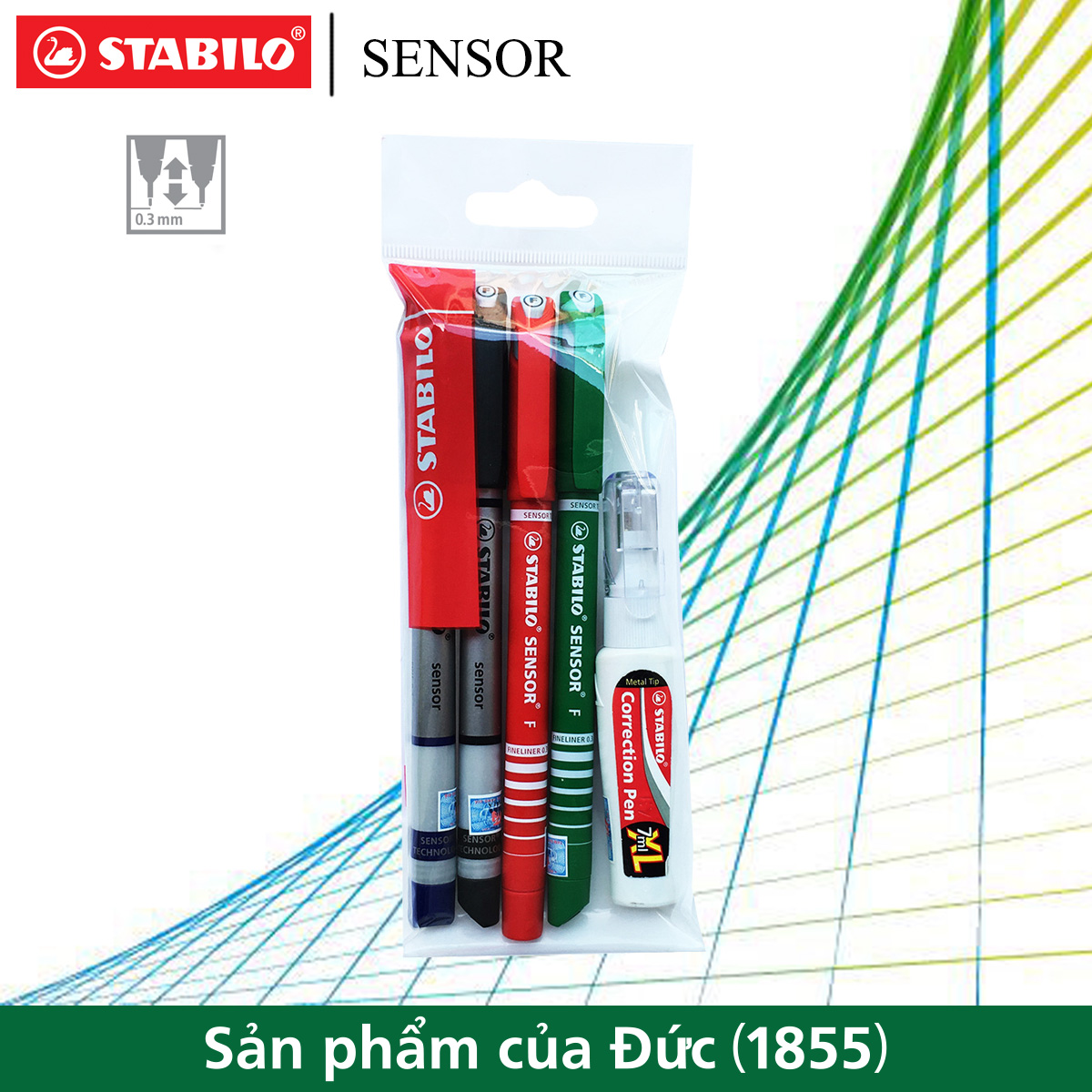 Bộ 4 bút kim STABILO SENSOR F 0.3mm