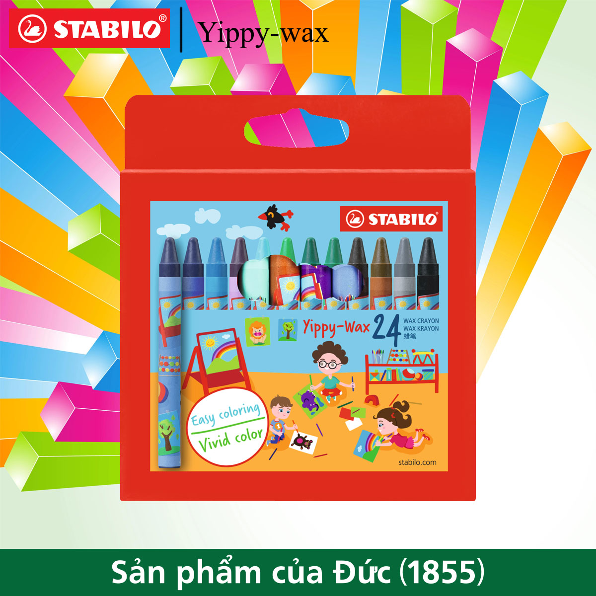 Bút sáp màu STABILO Yippy-wax hộp 24 màu (WX2824)