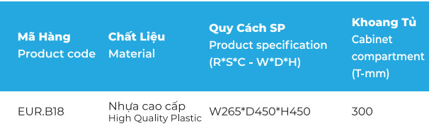 thung gao am tu - THÙNG GẠO ÂM TỦ EURONOX EUR.B18 thùng gạo âm tủ