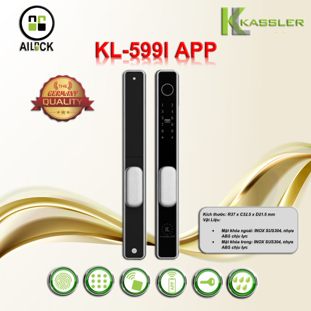 Khóa Vân Tay Cửa Nhôm Kassler KL-599I APP