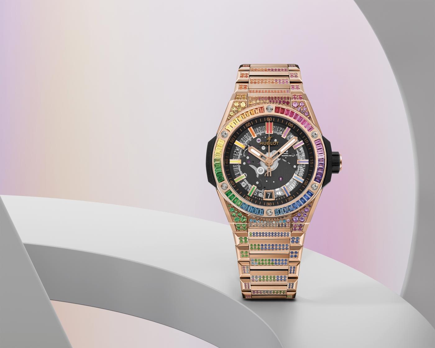 Đồng Hồ Hublot Big Bang 456.OX.0180.OX.3999 Integrated Time Only King Gold  Rainbow