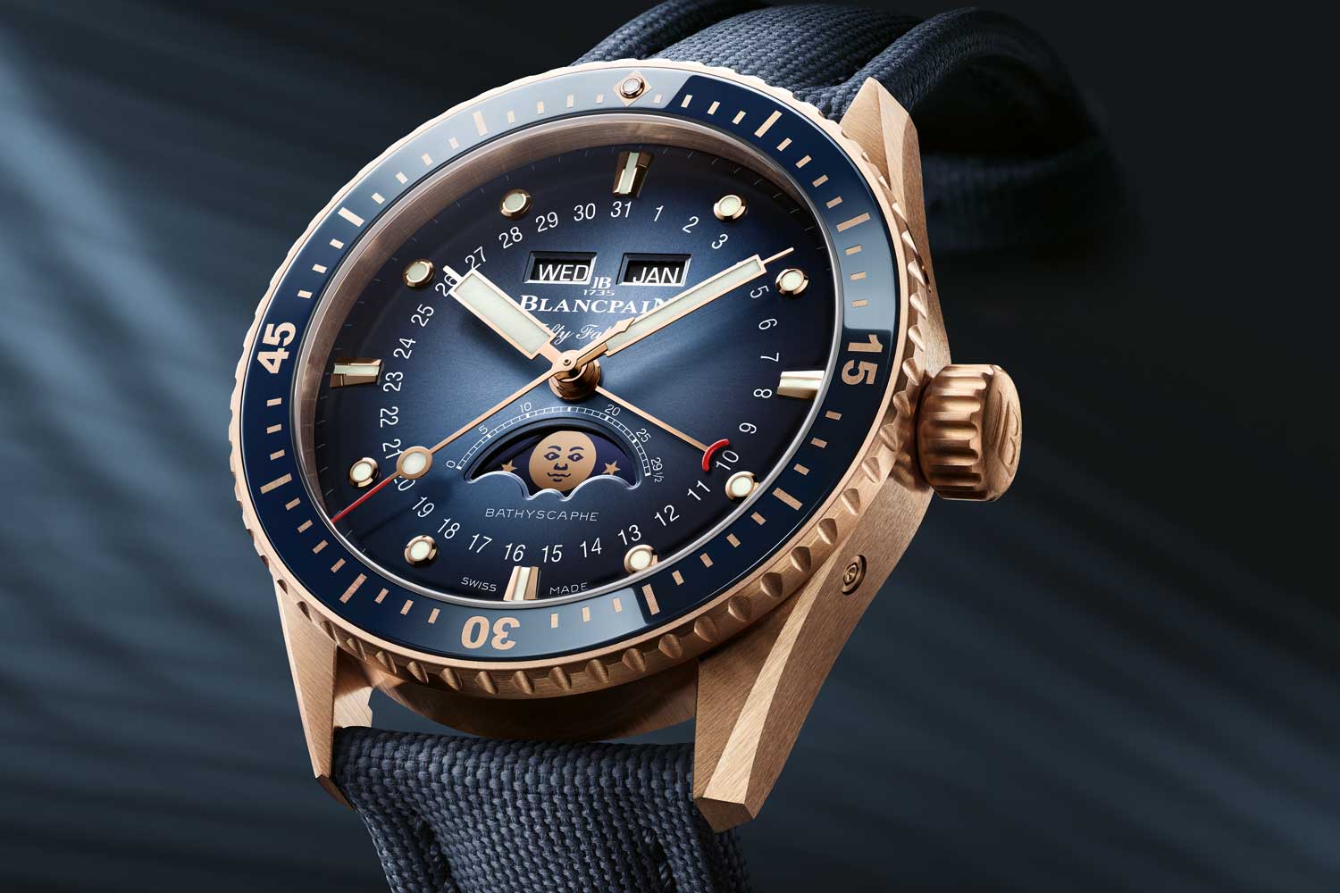 Blancpain Fifty Fathoms Bathyscaphe Quantième Complete bằng vàng đỏ