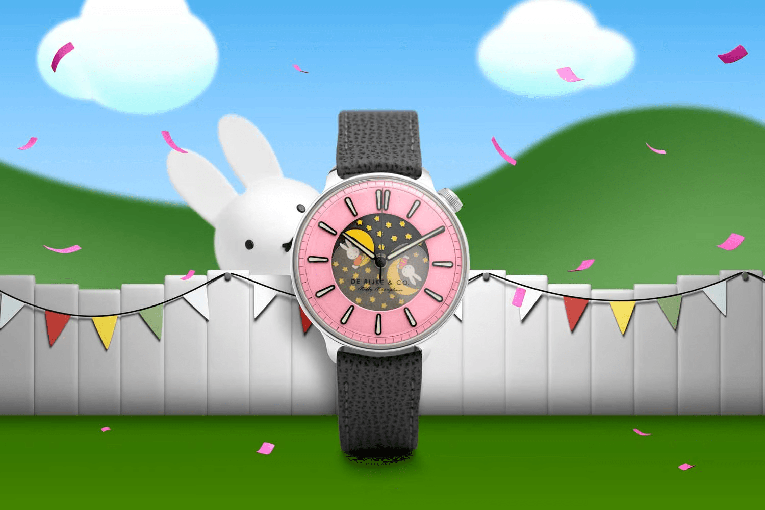Đồng hồ De Rijke & Co. Miffy Double Moonphase “Black & Pink”