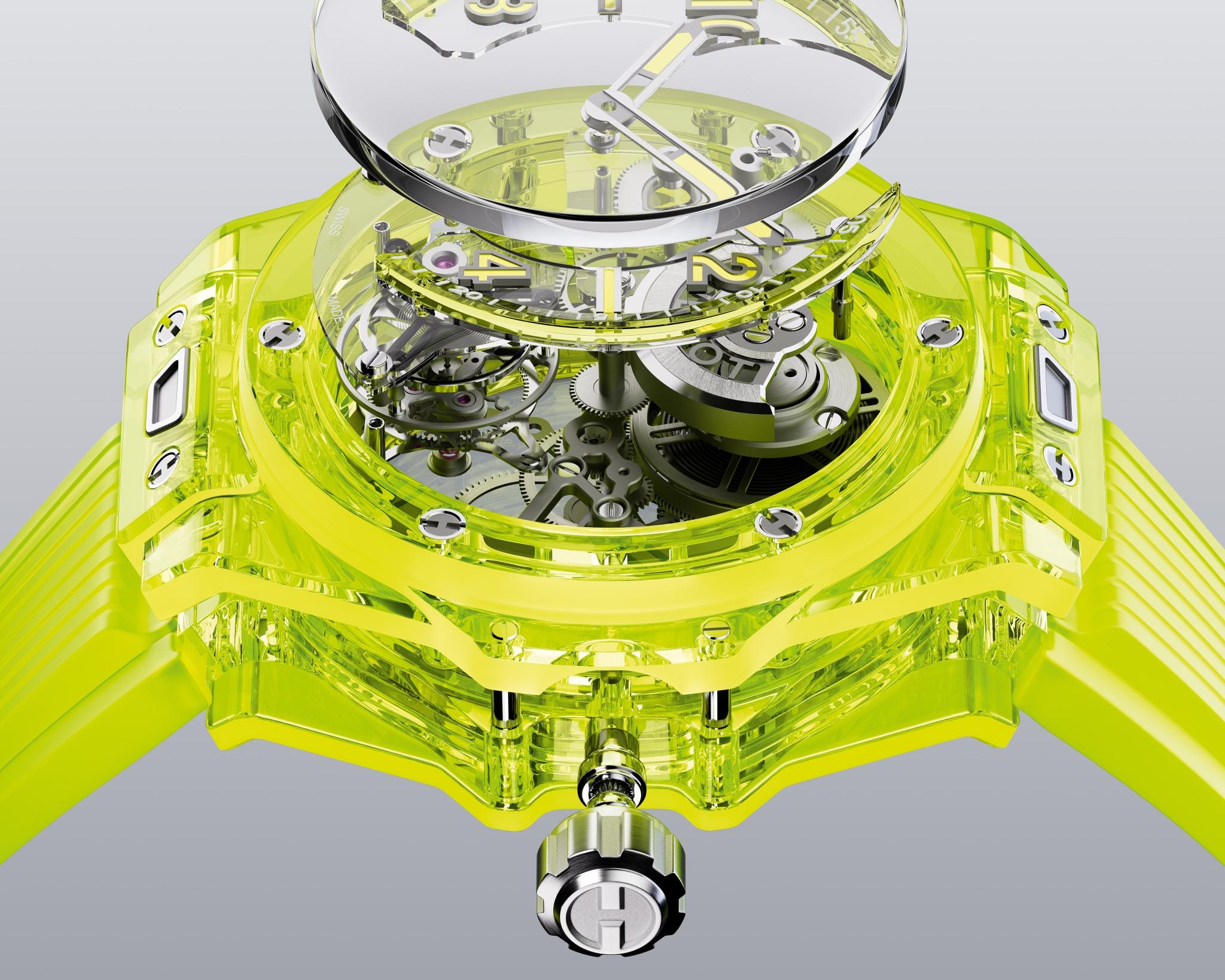 Đồng hồ Big Bang Hublot Tourbillon Automatic Yellow Neon Saxem 44mm