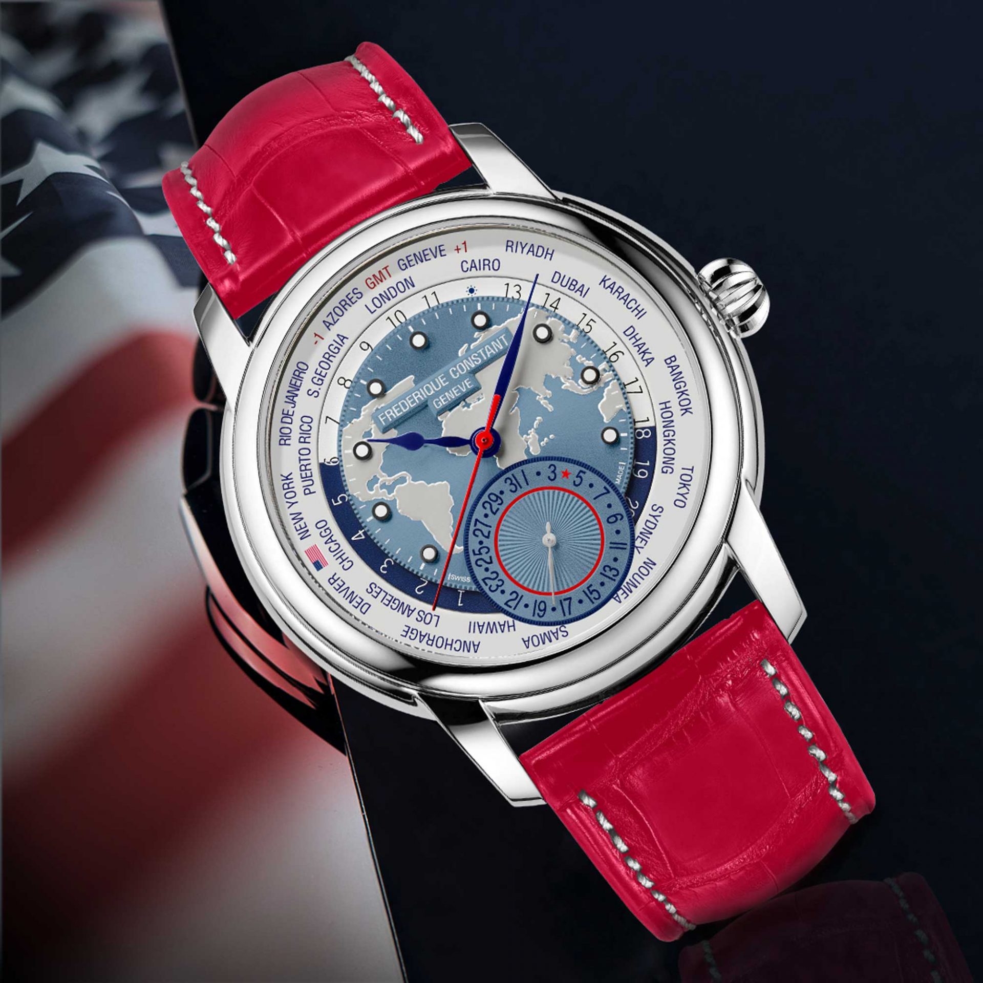 Đồng hồ Frederique Constant Classics Worldtimer Manufacture Summer of 76 US Exclusive